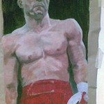 Boxer, Acryl auf Packpapier