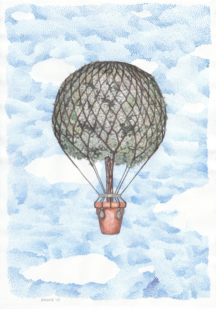 Ballon, Bleistift und Tinte auf Papier, 20,7cm x 29,5cm