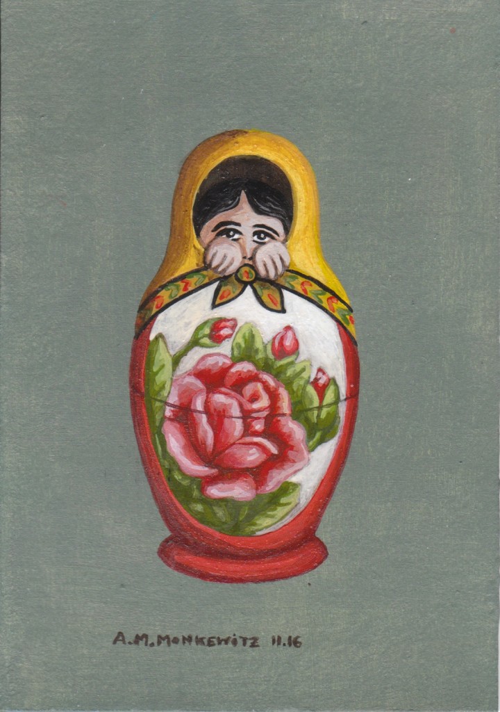 bissi schüchtern is`, Acryl auf Karton, B9cmH13cm (VERKAUFT)