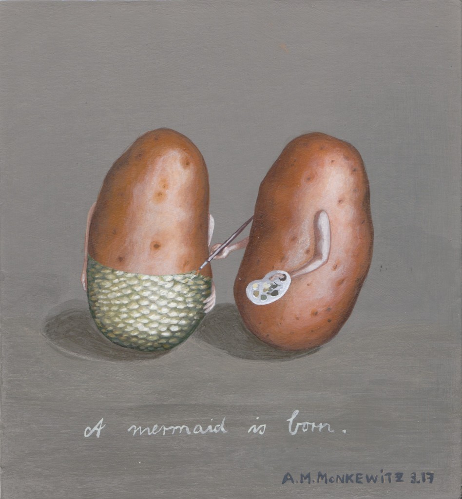 "A mermaid is born.", Acryl auf Karton, B17H18cm (VERKAUFT)