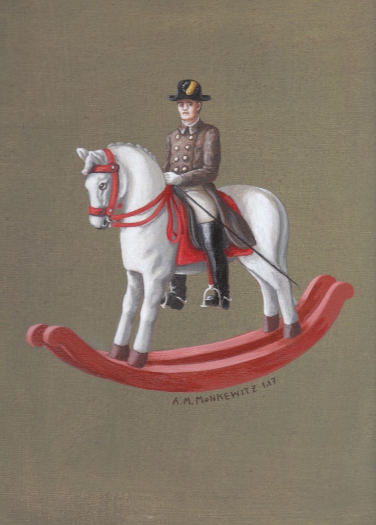 "Spanische Hofreitschule" Teil 1, Acryl auf Holz, B25H31cm (VERKAUFT)