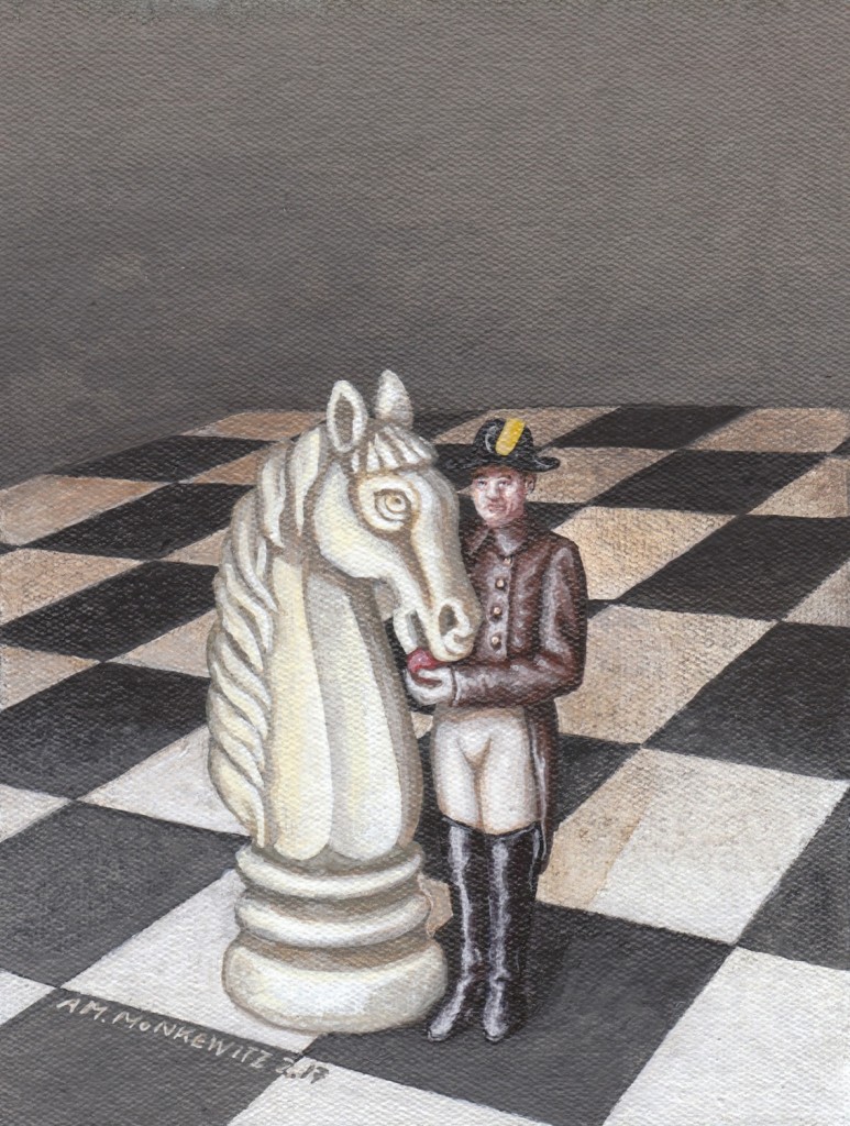 "Spanische Hofreitschule" Teil 2, Acryl auf Leinen, B14H19cm (VERKAUFT)