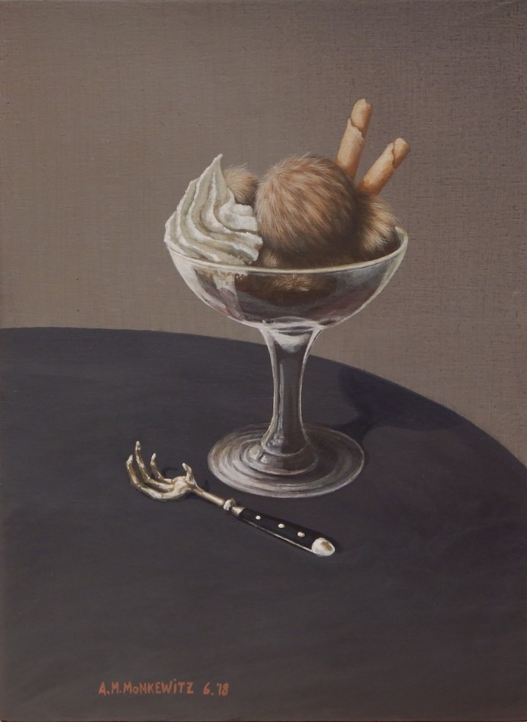 "Coupe Meret", Acryl auf Holz, B22H30cm, Juni 2018 (VERKAUFT)