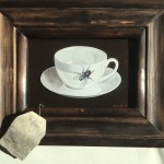 "Teatime", Acryl auf Karton, Teebeutel (sold)