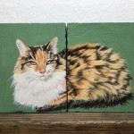 Diptychon "Katze", Acryl auf Holz,B16,5H9T4cm, 2025