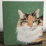 Diptychon "Katze", Acryl auf Holz,B16,5H9T4cm, 2025