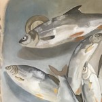 Schwalen aus dem Zürichsee, Detail 2, Gouache auf Papier, H65B61cm, 2025