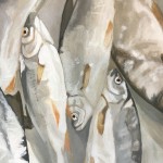 Schwalen aus dem Zürichsee, Detail 1, Gouache auf Papier, H65B61cm, 2025